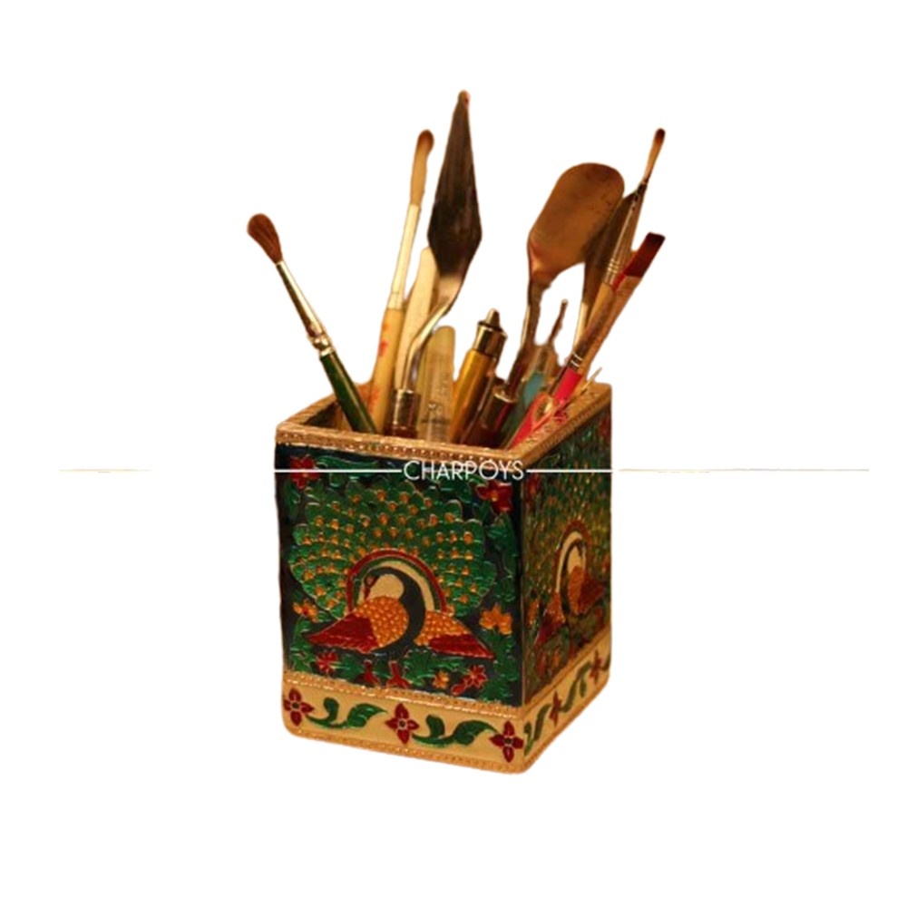 Peacock Design Pen Stand Office Decor